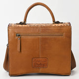 ADBG1487 Hand-Tooled Leather Briefcase Crossbody Bag - Floral Western Style