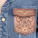 LC-ADJKT004 Genuine leather Women Denim jacket dress