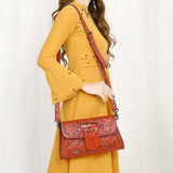 ADBG1134 Hand-Tooled Western Leather Crossbody Wallet-Genuine Cowhide Bag by American Darling