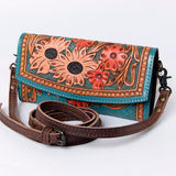 ADBG889 Hand-Tooled Floral Leather Crossbody Clutch American Darling