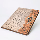 LC-ADBG1040 Crocodile Embossed Leather Portfolio with Hand Tooled Floral Accents-Eleanor Western Edition