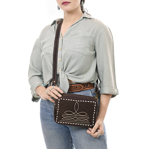 ADBGA710 American Darling Buck Stitched Genuine Suede Leather Western Camera Bag