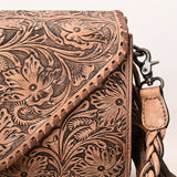 ADBG1581 Hand-Tooled Leather Envelope Clutch - Western Crossbody with Braided Strap & Fringe
