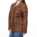 LC-ADJKTLTR01 Genuine Vintage Leather Women Shirt Jacket Dress