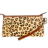 LC-ADBG344 Printed Hair-On Hide Wristlet Clutch with Leather Strap