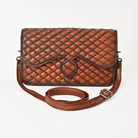 ADBGM818 American Darling Handcrafted Quilted Leather Cross body Bag with Stitched Detail