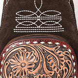 ADBG1573 Suede Sling Bag - Floral Tooled Leather Pocket