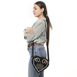 ADBGA688 Suede Heart-Shaped Crossbody Bag with Western Rope Embroidery