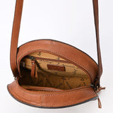 ADBGA517 American Darling Canteen Bag Hand Tooled Round Genuine Leather Crossbody with Tassels