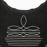 ADBGA733 V-Cut Suede Fringe Crossbody Bag - Western Embroidered Hobo Purse