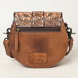 ADBG1222 Black & White Hair-On Hide Western Crossbody Bag with Tooled Leather Flap