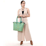 ADBG1519 Floral Embossed Leather Tote Bag - Western Crossbody & Shoulder Style