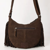 ADBG1625 Suede Fringe Crossbody Bag - Western Embroidered Leather Shoulder Purse
