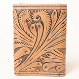 ADBG1268 Hand-Tooled Leather Card Wallet - Western Floral Minimalist Bifold