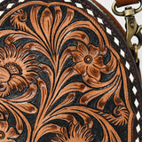 ADBGA598 Round Canteen Crossbody Bag-Hand-Tooled Genuine Western Leather