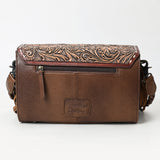 ADBG1582 Cowhide & Tooled Leather Envelope Clutch - Western Crossbody with Braided Strap & Fringe
