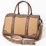 ADBG1765 Hand-Tooled Western Leather Duffel Bag Floral Cowhide Travel Satchel by American Darling