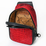 ADBG1538 Gator Embossed Hair-On Leather Sling Bag - Bold Western Crossbody