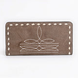 ADBG1687 Suede Leather Wallet with White Whipstitch Embroidery - Western Style