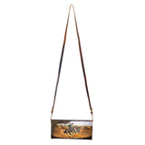 LC-ADBGM112R23 Hand-Painted Leather Crossbody Clutch – Bronc Rider Rodeo Scene