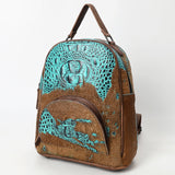 ADBG1564A Turquoise Croc Embossed & Hair-On-Hide Leather Backpack - Western Rodeo Style