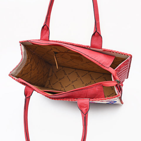 American Darling Embroidered Braided Genuine Leather Western Tote Bag
