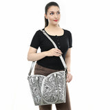 ADBG1473 Hand-Tooled Leather Tote Bag - Western Floral Dual Carry by American Darling