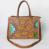ADBG235 Hand Tooled Floral Leather Tote Bag with Adjustable Shoulder Strap