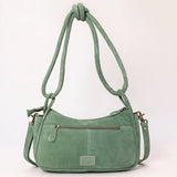 ADBGA645 Suede Western Crossbody Bag with Contrast Stitching & Dual Strap Design