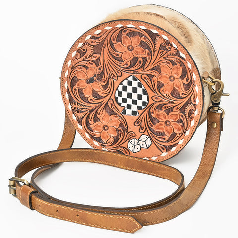 OHA161 Canteen Hair on Genuine Western Leather Women Bag