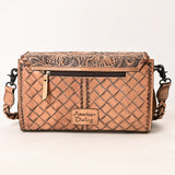 ADBG1581 Hand-Tooled Leather Envelope Clutch - Western Crossbody with Braided Strap & Fringe