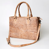 LC-ADBG235 Genuine Crocodile Leather Tote Bag with Hand-Stitched Details & Adjustable Strap