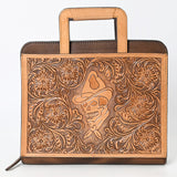 ADBG1194 Hand-Tooled Leather Briefcase - Western Floral Business Bag by American Darling