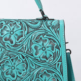 ADBG1517 Western Top Handle Hand-Tooled Leather Floral Messenger Bag