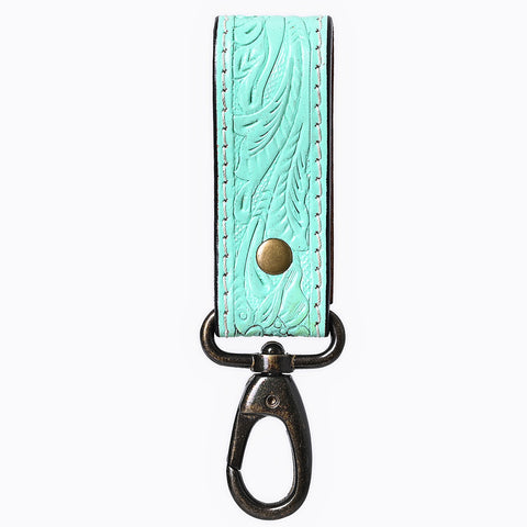 ADKR218I  Hand Tooled Genuine Leather Wristlet Key Ring