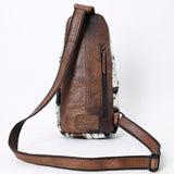 ADBG1103B Spotted Cowhide Sling Backpack-Genuine Leather Western Chest Bag for Everyday Carry