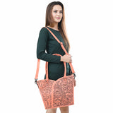 ADBG1473 Hand-Tooled Leather Tote Bag - Western Floral Dual Carry by American Darling