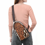 ADBGA592 Hand-Tooled Cowhide Sling Bag-Western Genuine Leather Crossbody for Women