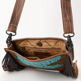 ADBG1565 Croc Embossed Leather Fringe Crossbody - Western Statement Purse