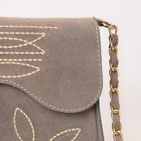 ADBGA692 American Darling Boot Stitched Genuine Suede Leather Small Cross body Bag