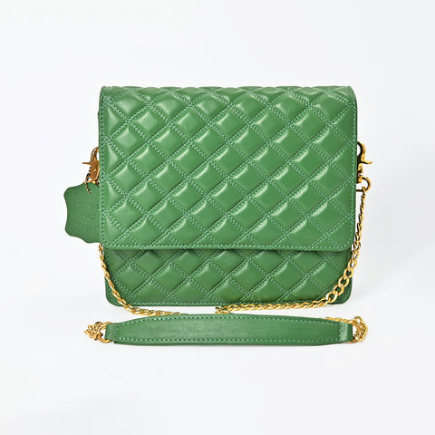 NMBGM187 Never Mind Diamond Quilted Leather Flap Shoulder Bag