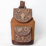 ADBG1498 Hand Tooled Western Leather Backpack - Artisan Floral Cowhide Bag by American Darling