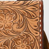 ADBG1487 Hand-Tooled Leather Briefcase Crossbody Bag - Floral Western Style