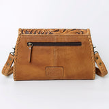 ADBG1057 Tooled Leather Western Wallet Crossbody Bag-Floral Braided Strap by American Darling