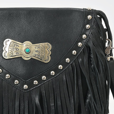 ADBGM835 American Darling Leather Studded Fringe Crossbody Bag