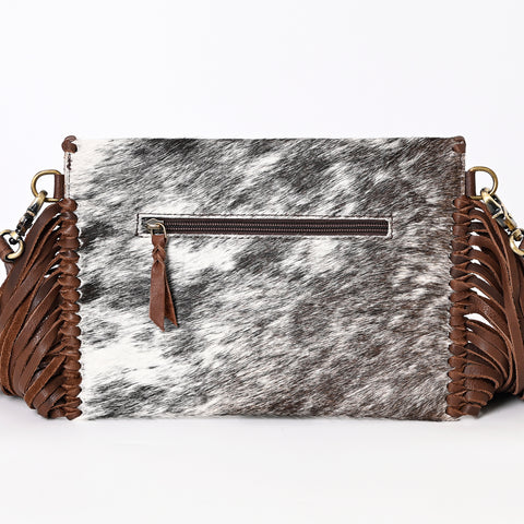 ADBGA388 American Darling Hair-On Cowhide Western Fringe Crossbody with Concho Accents