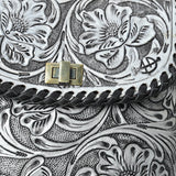 ADBG1496 Hand-Tooled Leather Crossbody Bag - Western Floral with Whipstitch & Turn Lock