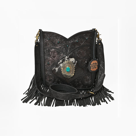 ADBGA1013 Crossbody Hair on Hand Tooled Genuine Leather Women Bag