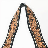 ADBG1720 Suede Hobo Bag with Hand Tooled Leather Strap & White Stitch Detailing