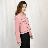 ADJKT042 Genuine Vintage leather Women shirt jacket dress
